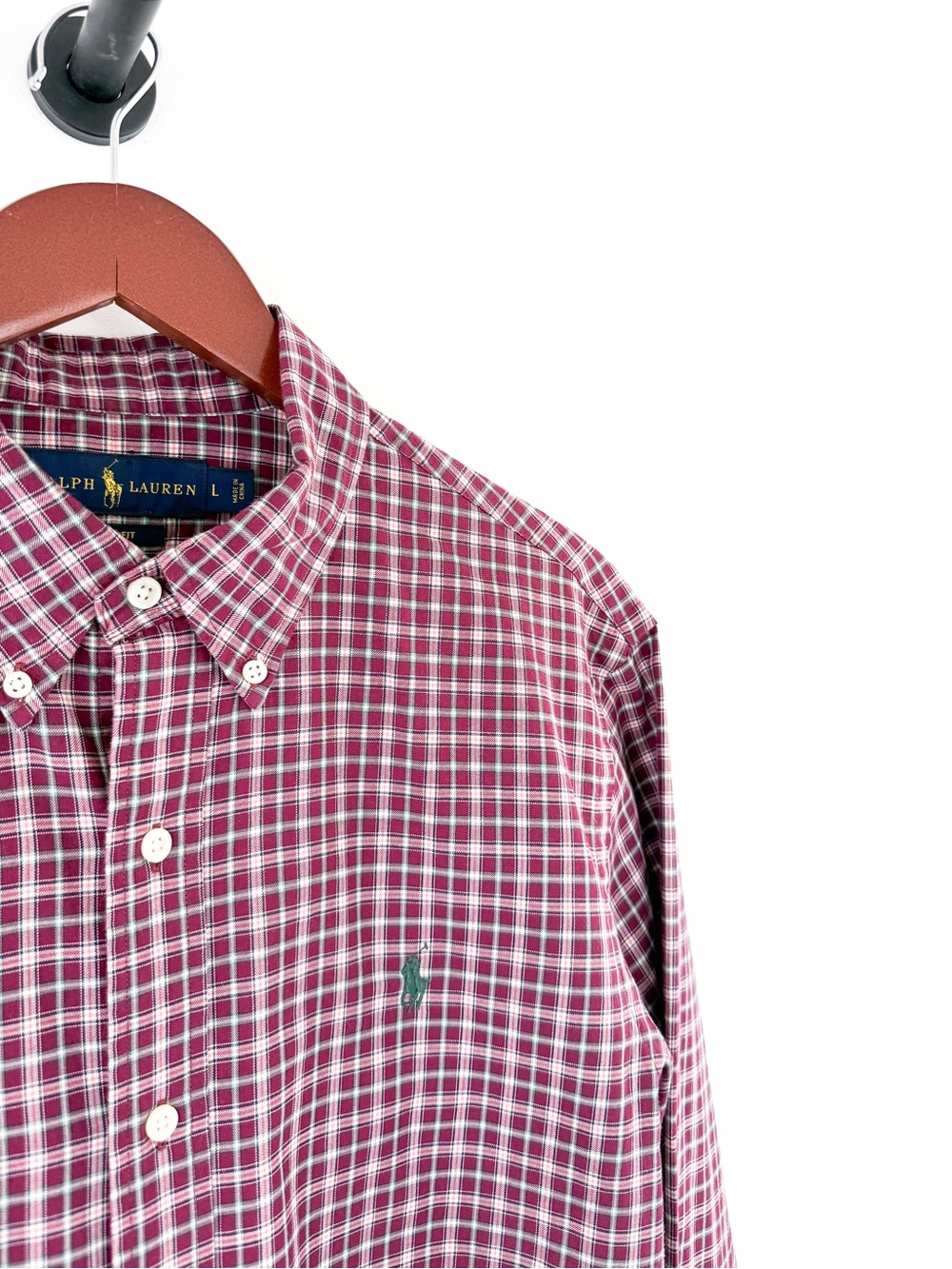 NEW Polo Ralph Lauren Slim Men’s Red Plaid Button-Down Shirt Cotton Twill L - Picture 9 of 12